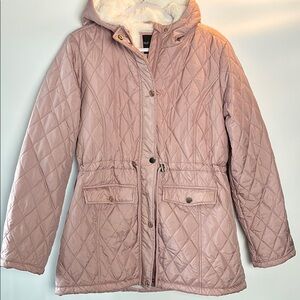 Pink Quilted Faux Fur Hooded Jacket by Riley & James
